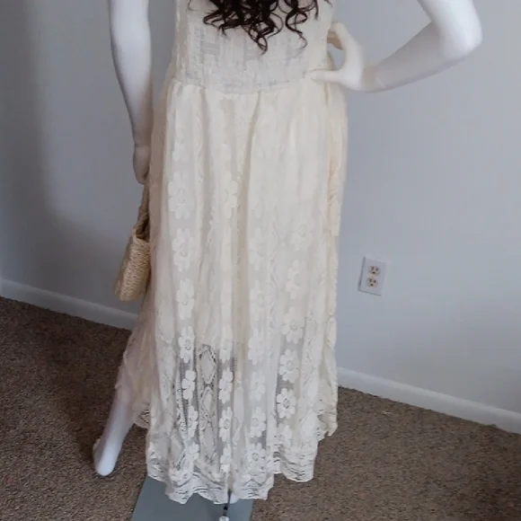 NWOT Beige Lace Spaghetti Strap Sundress - Picture 8 of 11